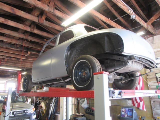 This classic was getting a rebuild in the shop down the street.