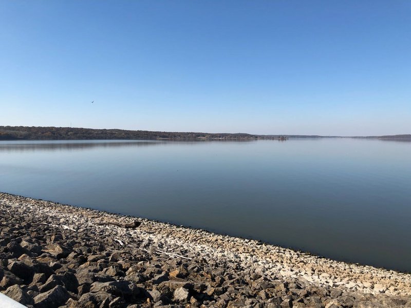 THE WATER LOOKED LIKE GLASS.  VIEW FROM THE DAM LOOKING NORTH.