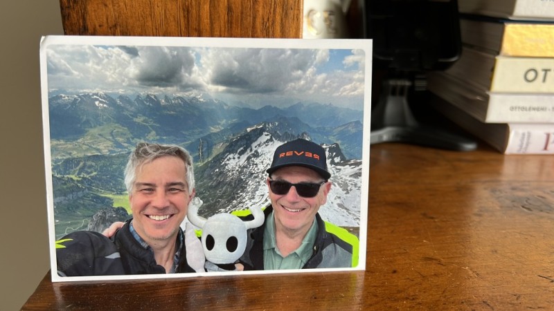 A post card from the Alps.  My son-in-law and I on our motorcycle ride through five countries in Europe