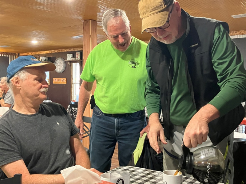 Fred and Steve waiting for their coffee fill up. Thank you Glenn for taking care of us today.