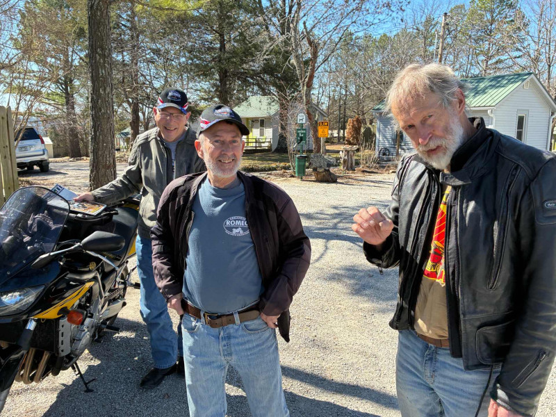 Good pic of Mike N, Mike R and Jim. Mike N got his helmet off it appears.