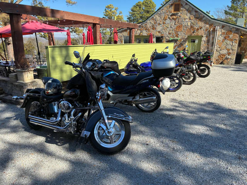 Few bikes lined up outside the grill. We had bikes parked everywhere.