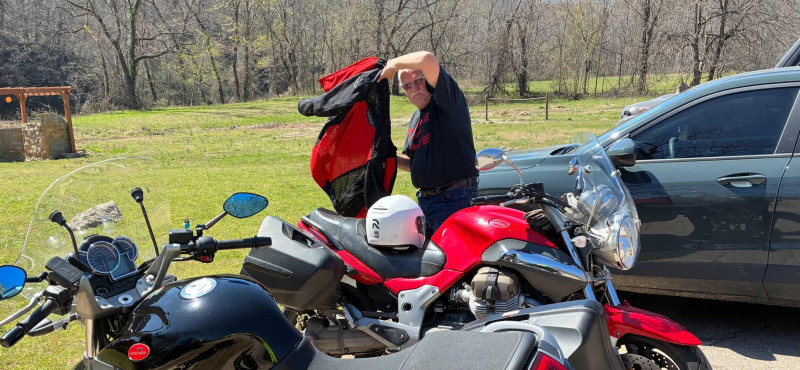 Neil always covers his bike with his jacket after we park. There’s always one in the bunch.