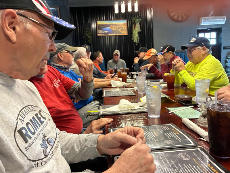 The gang visiting and waiting for the good grub to arrive. Don was in position and ready to deliver the prayer but the natives were just too hungry and restless. We appreciate Don.