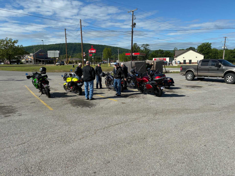 Folks gathering after breakfast.