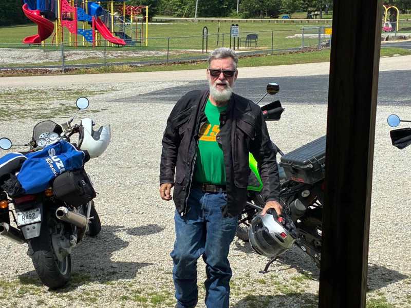 Ron looks great in green. He always wears a shirt color to match the bike he’s riding. Hope to see you more often.