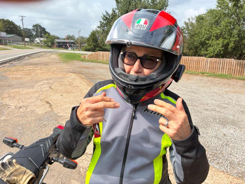 Sharon, thank you so much for not retracting both your index fingers for this pic. So glad you joined us today for a burger and some off-road adventure. A real treat.