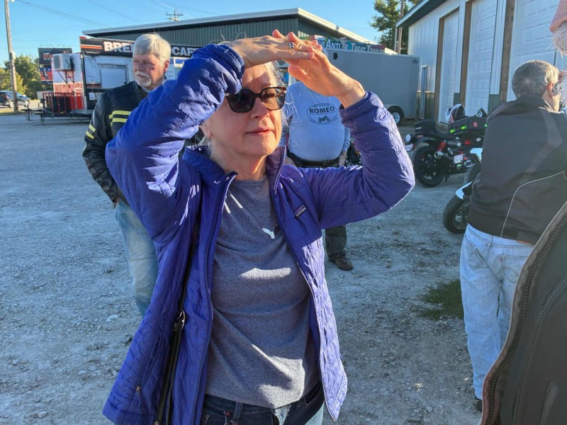 While most folks were just talking and having a good time before breakfast, Sharon was doing some hand yoga exercises. She’s in great shape. Always exercising. Hey, did you ever find the left lens to your sunglasses ?